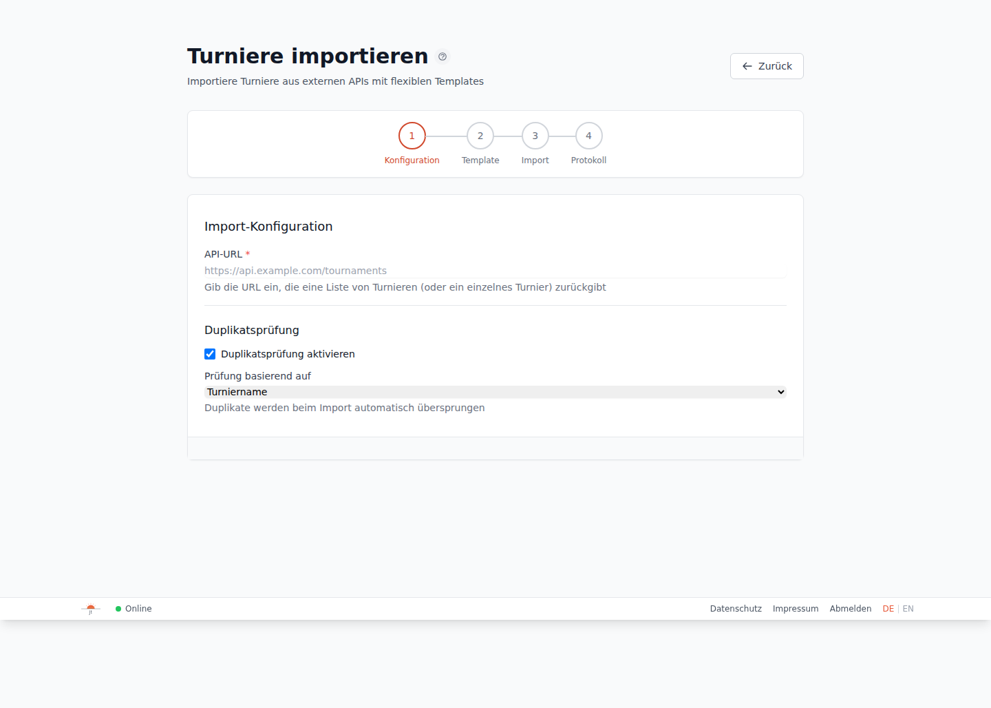 Turnier-Import Dialog