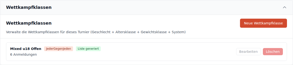 Klassenkonfiguration ohne Gewichtsklassen